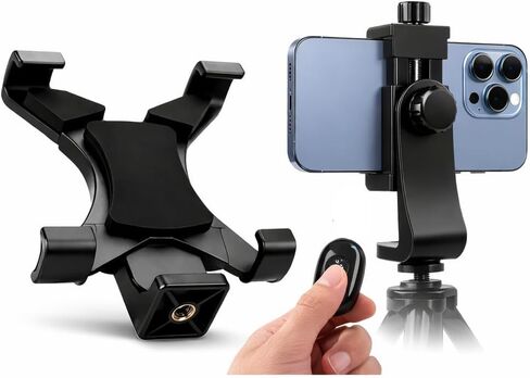 Universal Tablet Tripod Mount + Universal Rotating Smartphone Mount for All Smartphones and Tablets with eCostconnection Microfiber Cloth in Kuwait