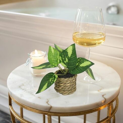 Artificial Potted Plants with Seagrass Handwoven Planters, Indoor Farmhouse Decorations, Eucalyptus Plant for Home Bathroom Office Shelf Tabletop Desk Room Decor or Gift (202450) in Saudi Arabia