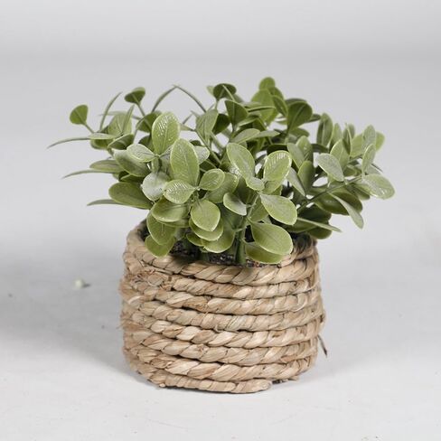 Artificial Potted Plants with Seagrass Handwoven Planters, Indoor Farmhouse Decorations, Eucalyptus Plant for Home Bathroom Office Shelf Tabletop Desk Room Decor or Gift (202450) in Saudi Arabia