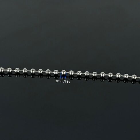 #15 Ball Bead Chain Large Stainless Steel Ball Chains with 6pcs Matching Connectors(8mm, 5 Feet) in Kuwait
