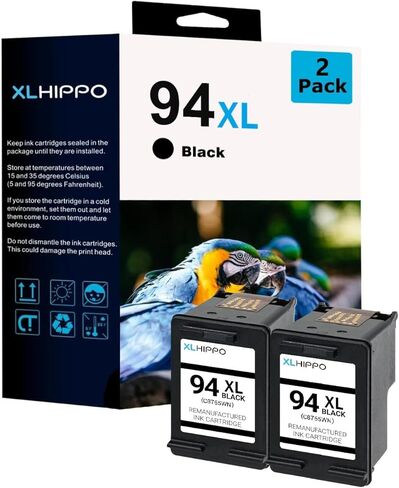 94 Ink Cartridge Replacement for HP 94 Black Ink Cartridge Compatible for HP OfficeJet H470 100 150 DeskJet 5740 460 PSC 1610 1600 PhotoSmart B8330 Printer (2 Pack High Yield 94XL Black C8765WN) in Kuwait