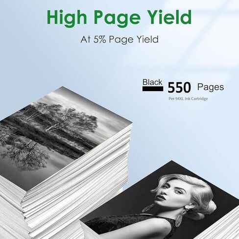 94 Ink Cartridge Replacement for HP 94 Black Ink Cartridge Compatible for HP OfficeJet H470 100 150 DeskJet 5740 460 PSC 1610 1600 PhotoSmart B8330 Printer (2 Pack High Yield 94XL Black C8765WN) in Kuwait