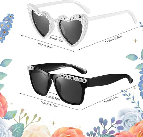 JATEBI 8 Pack Bride and Groom Sunglasses for Just Married Wedding Party Decorations, Vintage Pearl Heart Glasses in Kuwait