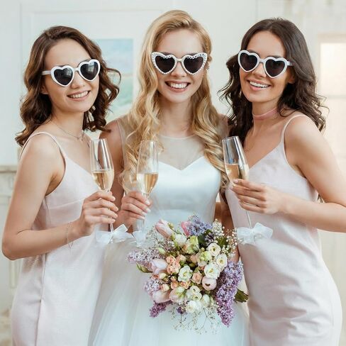 JATEBI 8 Pack Bride and Groom Sunglasses for Just Married Wedding Party Decorations, Vintage Pearl Heart Glasses in Kuwait