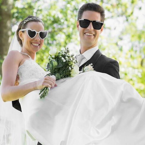 JATEBI 8 Pack Bride and Groom Sunglasses for Just Married Wedding Party Decorations, Vintage Pearl Heart Glasses in Kuwait