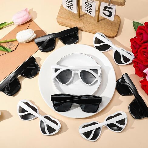 JATEBI 8 Pack Bride and Groom Sunglasses for Just Married Wedding Party Decorations, Vintage Pearl Heart Glasses in Kuwait