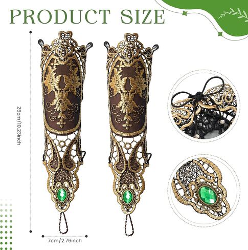 4 Pcs Green Fairy Elf Renaissance Accessories Set, Include Fairy Flower Moon Headpiece Elf Ear Cuffs Medieval Fingerless Gloves Emerald Green Necklace for Women Halloween Wedding Cosplay in Kuwait