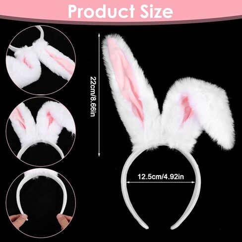 Bunny Ears Headbands Easter Bunny Costume Adult Long Plush White Rabbit Ears Headband for Easter Birthday Party Halloween Valentine Dress up in Kuwait