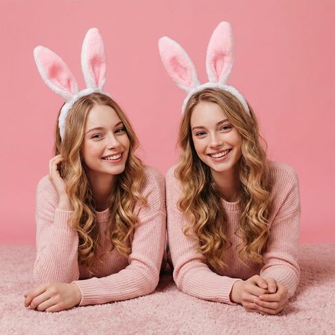 Bunny Ears Headbands Easter Bunny Costume Adult Long Plush White Rabbit Ears Headband for Easter Birthday Party Halloween Valentine Dress up in Kuwait