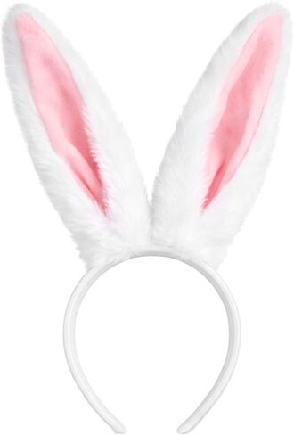 Bunny Ears Headbands Easter Bunny Costume Adult Long Plush White Rabbit Ears Headband for Easter Birthday Party Halloween Valentine Dress up in Kuwait