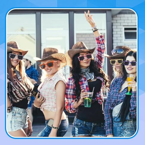 JATEBI 28 Pack Pixel Glasses and Wristbands Retro Gamer Sunglasses Pixel Style Party Accessories for Miner Party Cosplay Group Events in Kuwait