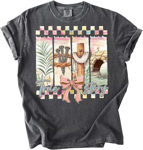 True Story Easter Comfort Colors T-Shirt – Faith-Inspired Design with Cross & Tomb in Kuwait