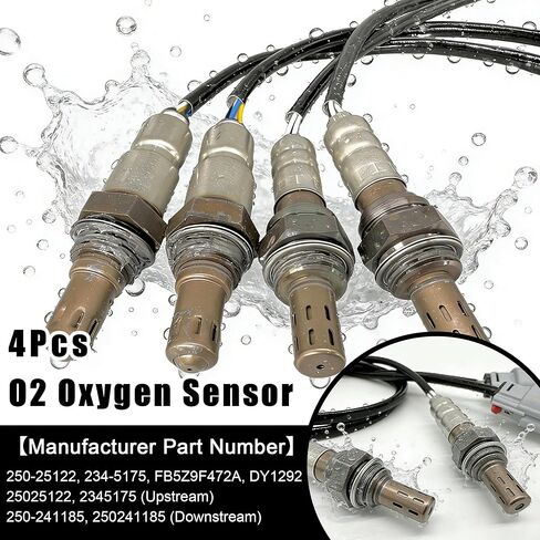 250-25122 250-241185 4 قطع مستشعر الأكسجين O2 متوافق مع Ford Edge/Explorer/Flex/Police Interceptor Sedan/Taurus& Lincoln Continental/MKS/MKT/MKX Upstream Downstream يستبدل 234-5175 in Kuwait