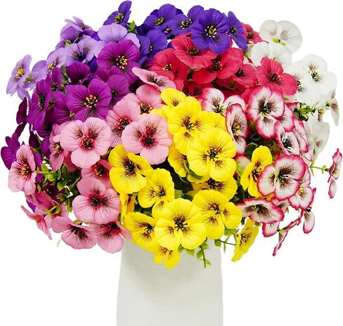 Artificial Pansy Flowers 8 Assorted Colors UV Resistant Faux Silk Flowers for Outdoor Indoor Porch Garden Window Box Patio Planters Decor 8pcs in Saudi Arabia