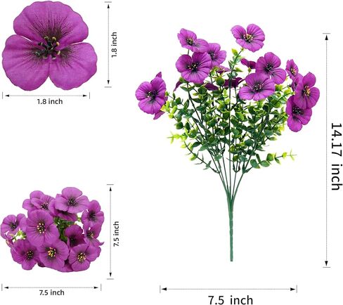 Artificial Pansy Flowers 8 Assorted Colors UV Resistant Faux Silk Flowers for Outdoor Indoor Porch Garden Window Box Patio Planters Decor 8pcs in Saudi Arabia