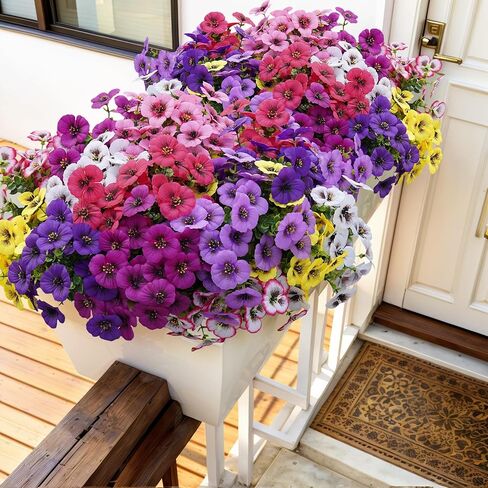 Artificial Pansy Flowers 8 Assorted Colors UV Resistant Faux Silk Flowers for Outdoor Indoor Porch Garden Window Box Patio Planters Decor 8pcs in Saudi Arabia