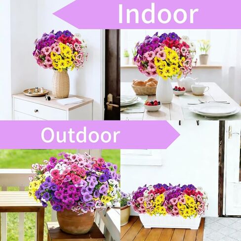 Artificial Pansy Flowers 8 Assorted Colors UV Resistant Faux Silk Flowers for Outdoor Indoor Porch Garden Window Box Patio Planters Decor 8pcs in Saudi Arabia