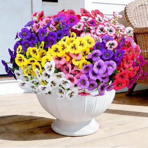 Artificial Pansy Flowers 8 Assorted Colors UV Resistant Faux Silk Flowers for Outdoor Indoor Porch Garden Window Box Patio Planters Decor 8pcs in Saudi Arabia