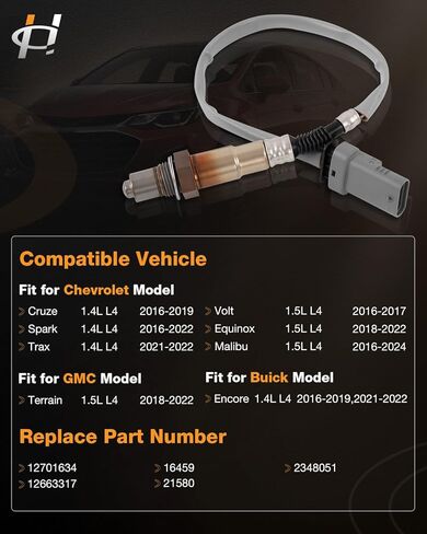 12701634 Oxygen O2 Sensor Downstream Fit for Chevrolet 2016-2022 Spark 1.4L L4, for Buick Encore 1.4L L4, for GMC Terrain 1.5L L4, 2Pcs in Saudi Arabia