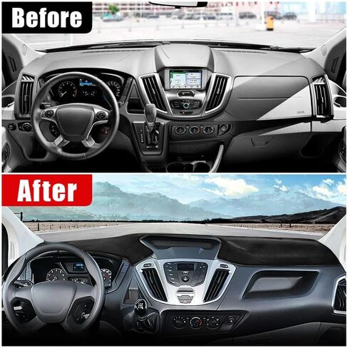 غطاء لوحة قيادة السيارة غطاء مضاد للخدش أغطية لوحة القيادة الداخلية - لسيارة Ford Transit 2013 2014 2015 2016 2017، جانب أسود in Saudi Arabia