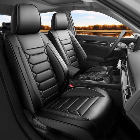 Fit Civic Car Seat Covers Compatible with Honda Civic 2022 2023 2024 2025 2026 Sport, Sport Touring, EX, EX-L, LX, Touring, Model-Full Coverage Breathable Leather (Full Set,Black) in Kuwait