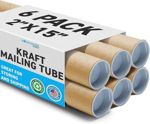 MagicWater Supply Mailing Tube - 2 in x 15 in - Kraft - 12 Pack - for Shipping and Storage of Posters, Arts, Crafts, and Documents in Kuwait