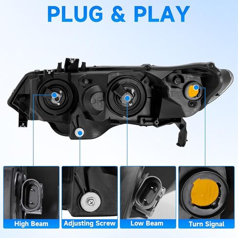 ELH W/Led Bulbs Headlight Assembly Fit For 2006-2011 Honda Civic 2 Door Coupe 2006 2007 2008 2009 2010 2011 06 07 08 09 10 11 Honda Civic (No-Fogging, Includes LED Bulbs) in Kuwait