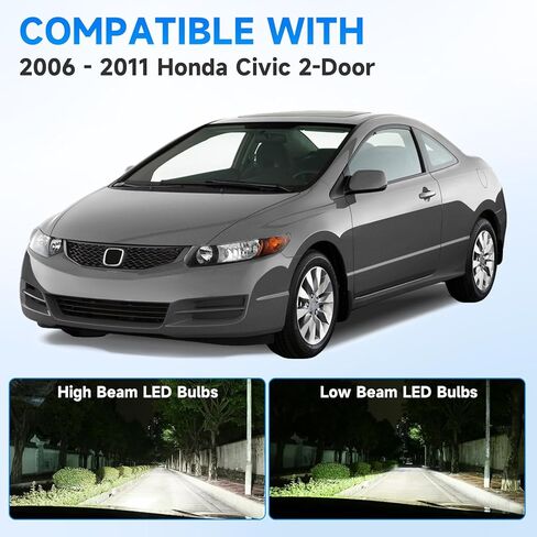 ELH W/Led Bulbs Headlight Assembly Fit For 2006-2011 Honda Civic 2 Door Coupe 2006 2007 2008 2009 2010 2011 06 07 08 09 10 11 Honda Civic (No-Fogging, Includes LED Bulbs) in Kuwait