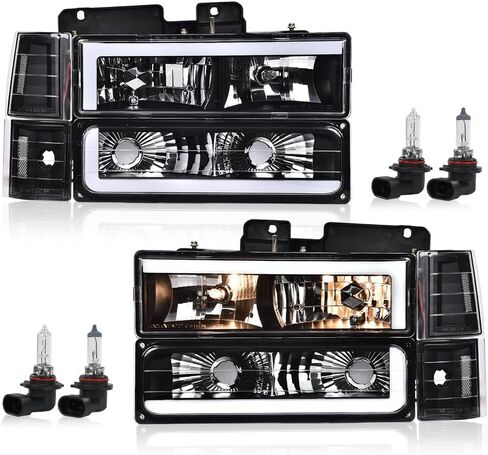 ANDPLAY LED Front Bumper Headlight Assembly w/Bulb Fit GMC C1500 K1500 Yukon 1994-1999 Fit GMC C1500 C2500 K1500 K2500 Suburban 1994-1999 Clear Lens Black Housing Left & Right in Kuwait