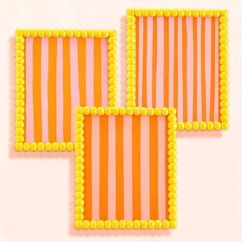 3 Pcs Beaded Picture Frames 8x10 Inch Yellow Picture Frame Maximalist Decorative Wavy Art Front Tabletop Display Wall Hanging, Gift for Home Decoration in Kuwait