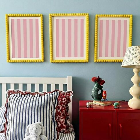 3 Pcs Beaded Picture Frames 8x10 Inch Yellow Picture Frame Maximalist Decorative Wavy Art Front Tabletop Display Wall Hanging, Gift for Home Decoration in Kuwait