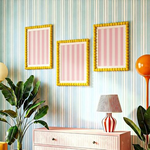 3 Pcs Beaded Picture Frames 8x10 Inch Yellow Picture Frame Maximalist Decorative Wavy Art Front Tabletop Display Wall Hanging, Gift for Home Decoration in Kuwait