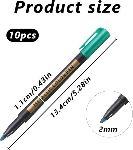 أقلام ماركر معدنية 10 ألوان، علامات معدنية متوسطة النقاط، بريق الحرف اليدوية، صنع البطاقات بنفسك، لوازم للرسم الصخري، ورق أسود، ألبوم صور القصاصات، زجاج سيراميك in Kuwait