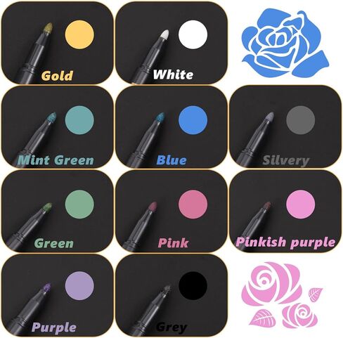 أقلام ماركر معدنية 10 ألوان، علامات معدنية متوسطة النقاط، بريق الحرف اليدوية، صنع البطاقات بنفسك، لوازم للرسم الصخري، ورق أسود، ألبوم صور القصاصات، زجاج سيراميك in Kuwait