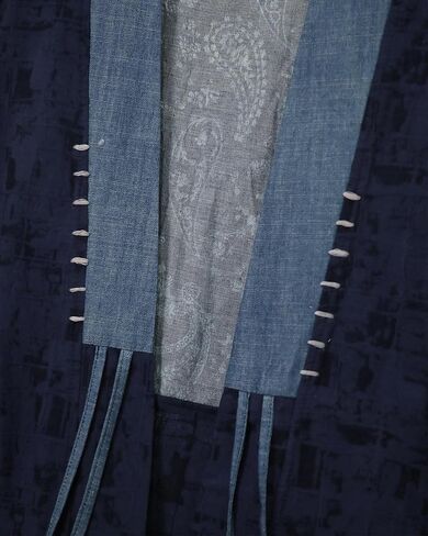 Women's Blue Denim Patchwork Kimono Jacket Loose Cardigan Spring Fall Floral Print Outerwear in Kuwait