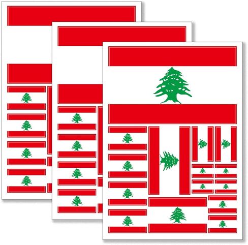 ملصق QQSD لعلم لبنان ملصق لبناني بأحجام متعددة، 3 عبوات، 11.7 × 8.3 بوصة in Saudi Arabia