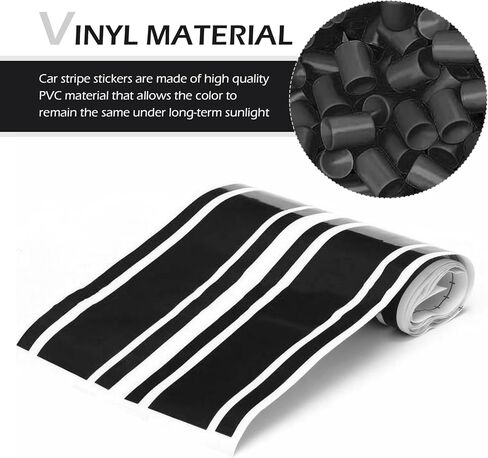 2 PCS Car Hood Decals, Racing Stripes Body Side Stickers, Hood Bumper Modification Exterior Decoration Accessories, Suitable for Most Car Models (Black) in Saudi Arabia
