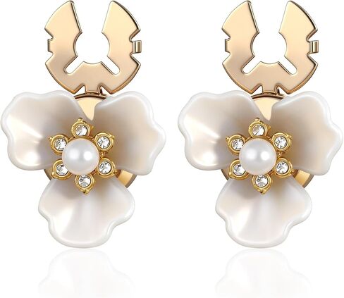 Button Covers 2PCS Pearl Flower Button Cover Clips for Women Blouses, Gold Tone Rhinestone Shirt Topper for Cardigans Coats Dresses and Dress Shirts, Wedding, Birthday Gifts in Saudi Arabia