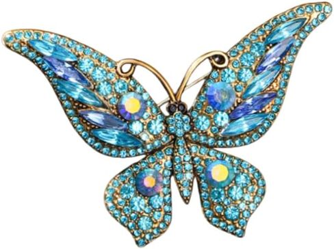 Crystal Rhinestone Butterfly Brooch Elegant Bridal Vintage Style Pins Wedding Banquet Anniversary Brooch for Women in Kuwait