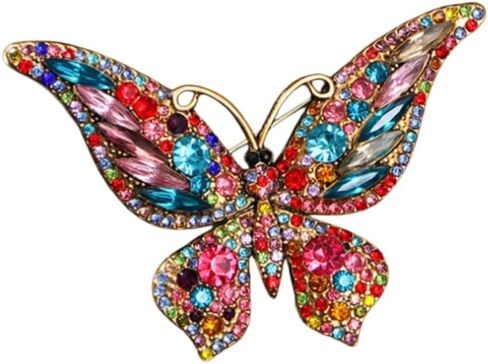 Crystal Rhinestone Butterfly Brooch Elegant Bridal Vintage Style Pins Wedding Banquet Anniversary Brooch for Women in Saudi Arabia