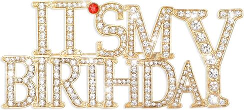 It's My Birthday Pin, Rhinestones Birthday Pins Rhinestone Happy Birthdays Brooch, Birth Day Metal Shiny Lapel Pin Accessories for Birthdays, Wedding Parties, Women's Gifts in Kuwait