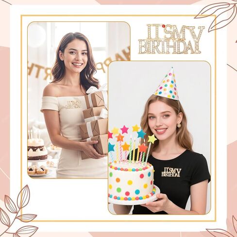 It's My Birthday Pin, Rhinestones Birthday Pins Rhinestone Happy Birthdays Brooch, Birth Day Metal Shiny Lapel Pin Accessories for Birthdays, Wedding Parties, Women's Gifts in Kuwait