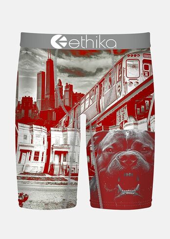 Ethika Men’s Boxer Brief, Knee Length, 4-Way Stretch Performance Underwear with Graphic Prints - Off The Porch in Saudi Arabia