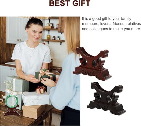 2PCS Redwood Jewelry Display Stand Elegant Bracelet Necklace Showcase, Wooden Ornament Holder for Weddings and Home Decor in Saudi Arabia