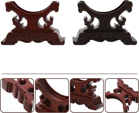 2PCS Redwood Jewelry Display Stand Elegant Bracelet Necklace Showcase, Wooden Ornament Holder for Weddings and Home Decor in Saudi Arabia
