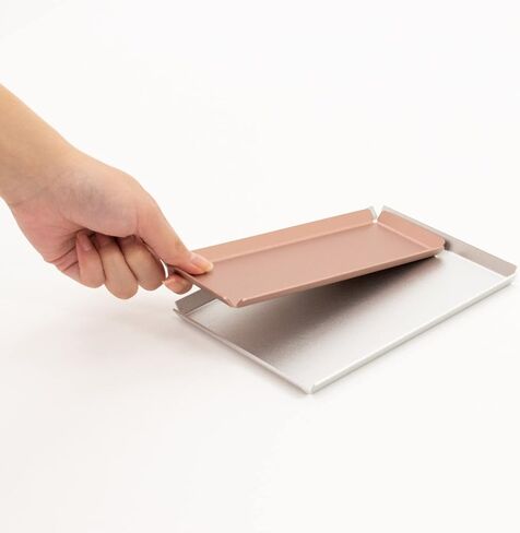 Aluminum Organizer Tray for Desk & Entryway - Minimalist Metal Catchall for Keys, Jewelry, Wallet | A7 Tall, Pink Gold | by PROGETTO2.70 in Saudi Arabia