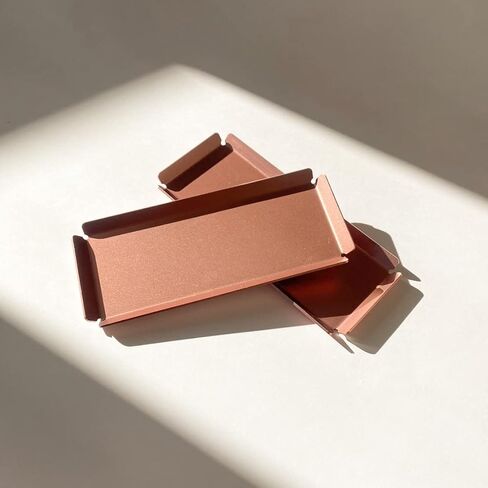 Aluminum Organizer Tray for Desk & Entryway - Minimalist Metal Catchall for Keys, Jewelry, Wallet | A7 Tall, Pink Gold | by PROGETTO2.70 in Saudi Arabia