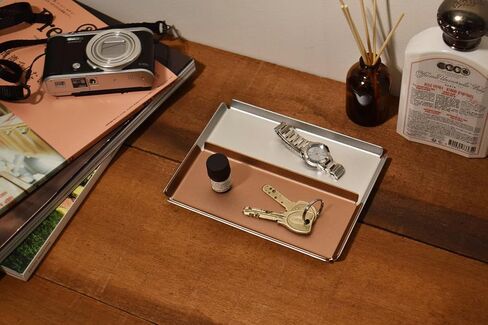 Aluminum Organizer Tray for Desk & Entryway - Minimalist Metal Catchall for Keys, Jewelry, Wallet | A7 Tall, Pink Gold | by PROGETTO2.70 in Saudi Arabia