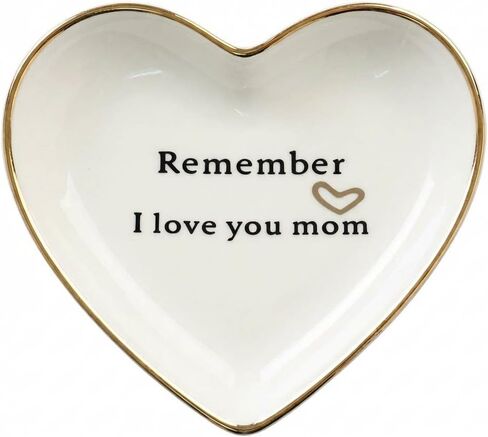 Gifts For Mom Ceramic Jewelry Dish Tray, Remember I Love You Mom Heart Shaped Cute Ring Dish For Rings Earrings Necklaces Bracelet Watch Keys, Birthday Mother'S Day Christmas Gift For Women in Kuwait