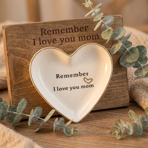 Gifts For Mom Ceramic Jewelry Dish Tray, Remember I Love You Mom Heart Shaped Cute Ring Dish For Rings Earrings Necklaces Bracelet Watch Keys, Birthday Mother'S Day Christmas Gift For Women in Kuwait
